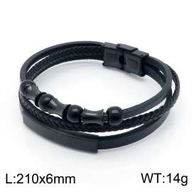 Stainless Steel Leather Bracelet