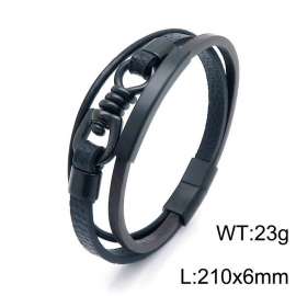 Stainless Steel Leather Bracelet