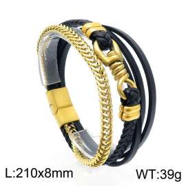 Stainless Steel Leather Bracelet