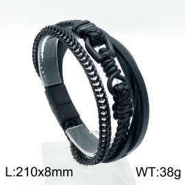 Stainless Steel Leather Bracelet