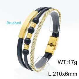 Stainless Steel Leather Bracelet