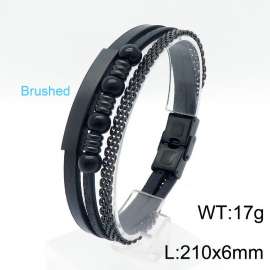 Stainless Steel Leather Bracelet