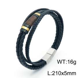 Stainless Steel Leather Bracelet