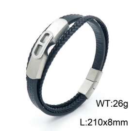 Stainless Steel Leather Bracelet