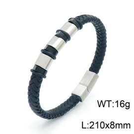 Stainless Steel Leather Bracelet