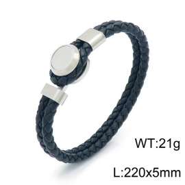 Stainless Steel Leather Bracelet