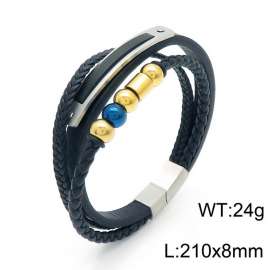 Stainless Steel Leather Bracelet