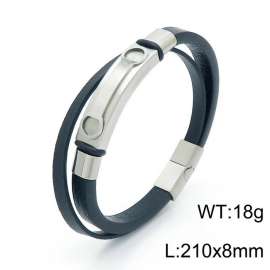 Stainless Steel Leather Bracelet