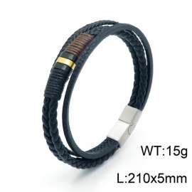 Stainless Steel Leather Bracelet