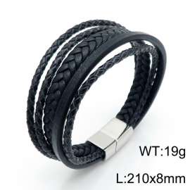 Stainless Steel Leather Bracelet