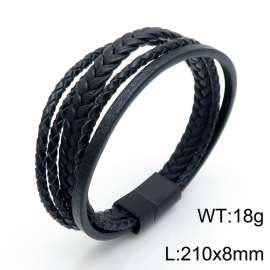 Stainless Steel Leather Bracelet