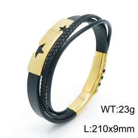 Stainless Steel Leather Bracelet