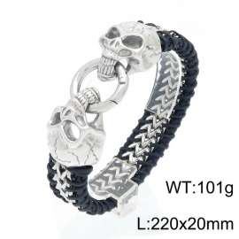 Stainless Steel Leather Bracelet