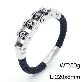 Stainless Steel Leather Bracelet