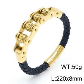 Stainless Steel Leather Bracelet