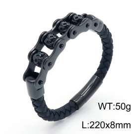 Stainless Steel Leather Bracelet