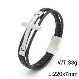 Stainless Steel Leather Bracelet