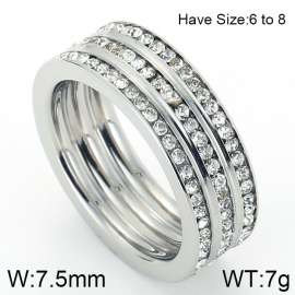 Stainless Steel Stone&Crystal Ring