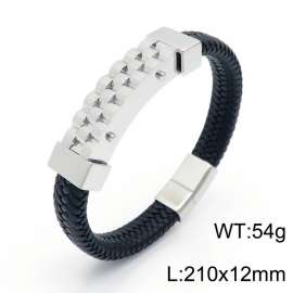 Stainless Steel Leather Bracelet