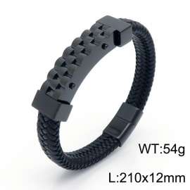 Stainless Steel Leather Bracelet