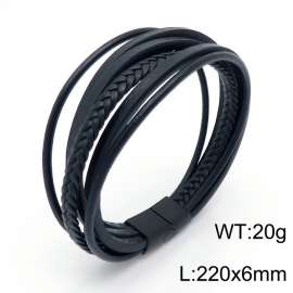 Stainless Steel Leather Bracelet