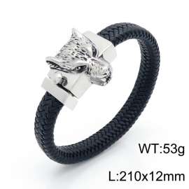 Stainless Steel Leather Bracelet