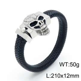 Stainless Steel Leather Bracelet