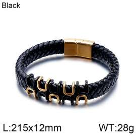 Stainless Steel Leather Bracelet