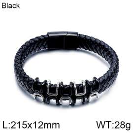 Stainless Steel Leather Bracelet