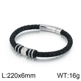 Stainless Steel Leather Bracelet