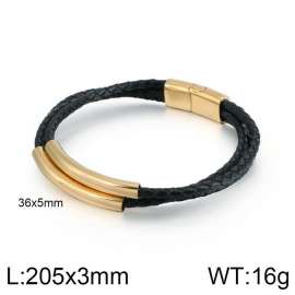 Stainless Steel Leather Bracelet