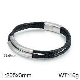 Stainless Steel Leather Bracelet