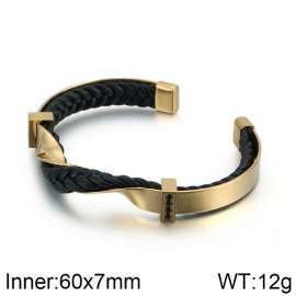 Stainless Steel Leather Bangle