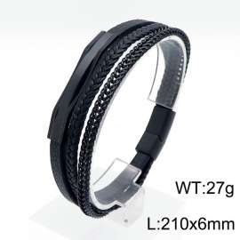 Stainless Steel Leather Bracelet