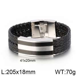 Stainless Steel Leather Bracelet