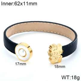 Stainless Steel Leather Bangle