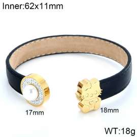 Stainless Steel Leather Bangle