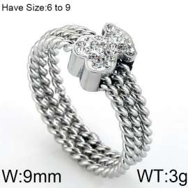 Stainless Steel Stone&Crystal Ring