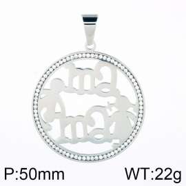 Stainless Steel Stone & Crystal Pendant