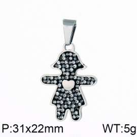 Stainless Steel Stone & Crystal Pendant