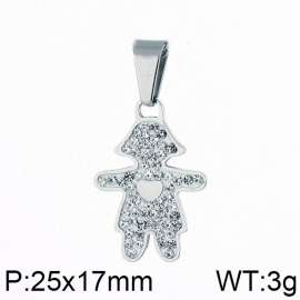 Stainless Steel Stone & Crystal Pendant