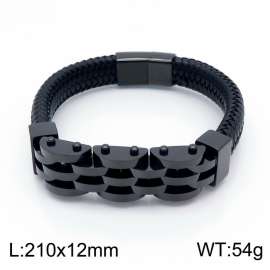 Stainless Steel Leather Bracelet