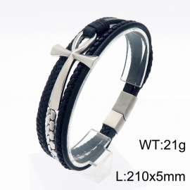 Stainless Steel Leather Bracelet