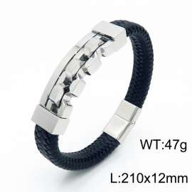 Stainless Steel Leather Bracelet