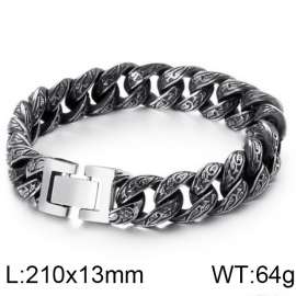 Personalized Grass Pattern Bracelet Thick Hip Hop Style Male Dominance Bracelet
