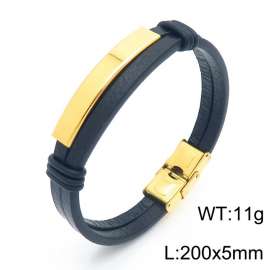 Stainless Steel Leather Bracelet