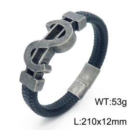 Stainless Steel Leather Bracelet