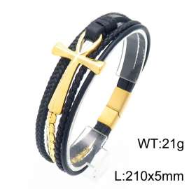 Stainless Steel Leather Bracelet