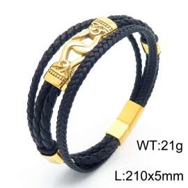 Stainless Steel Leather Bracelet