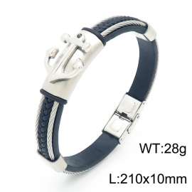 Stainless Steel Leather Bracelet